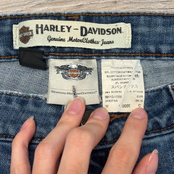 Harley Davidson Motorcycles Mid Wash Blue Women 8 Mid Rise Bootcut Stretch Jeans - Picture 4 of 12